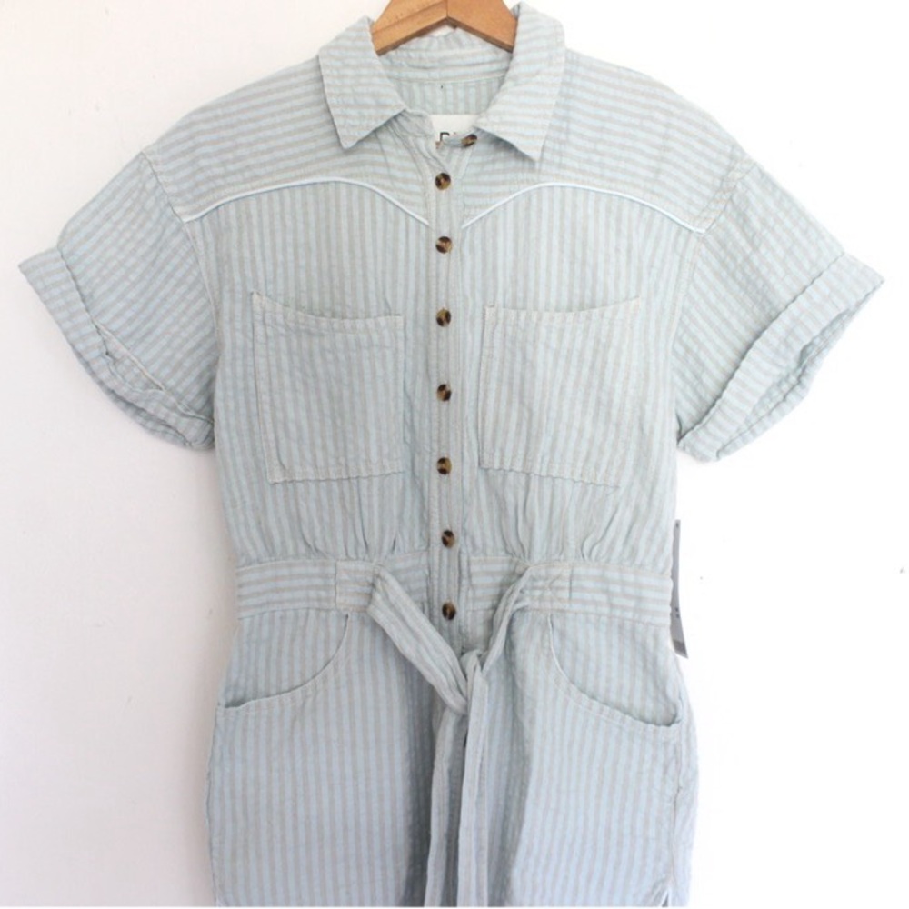 BDG Devon Linen Blend Tie-Waist Romper - Picture 3 of 6